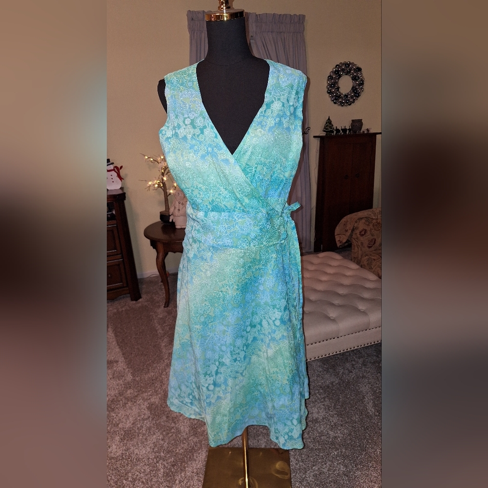 New York & Company Blue Green Midi Dress